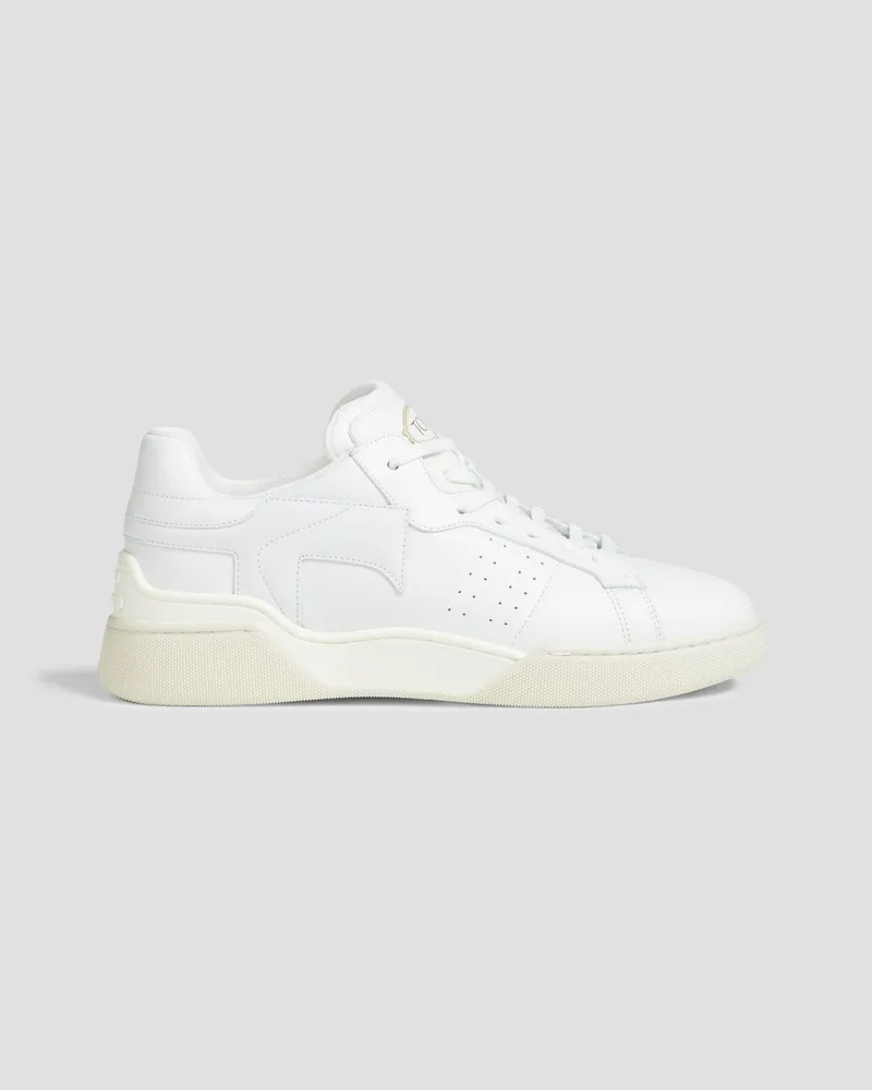 Perforated leather sneakers - White