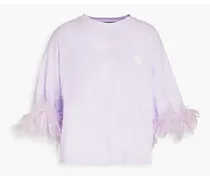Tplum feather-trimmed cotton T-shirt - Purple