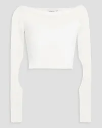 Hervé Léger Cropped cutout pointelle-knit top - White White