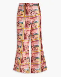 Zimmermann Printed silk-satin kick-flare pants - Pink Pink