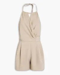 IRO Wrap-effect pleated crepe playsuit - Neutral Neutral