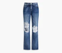 Rockie Ripped distressed high-rise straight-leg jeans - Blue