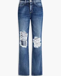 L'Agence Rockie Ripped distressed high-rise straight-leg jeans - Blue Blue