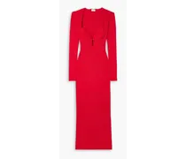 Cutout ribbed-knit maxi dress - Red