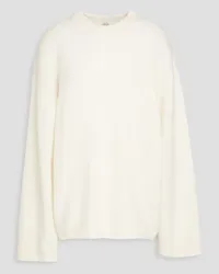 Totême Oversized embroidered wool and cashmere-blend sweater - White White