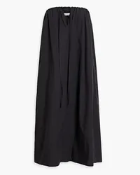 Another Tomorrow Strapless cotton-poplin midi dress - Black Black