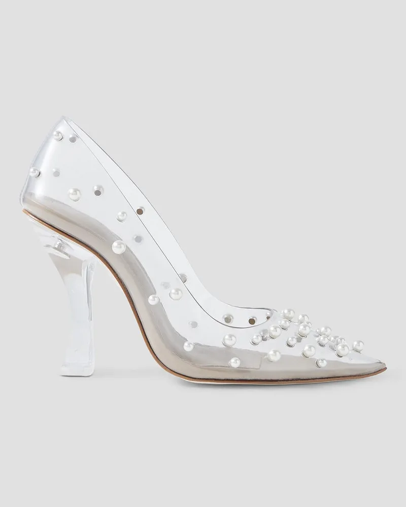 Cult Gaia Bijan faux pearl-embellished PVC pumps - White White