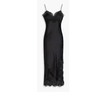Alice Olivia - Kerr lace-paneled satin midi dress - Black
