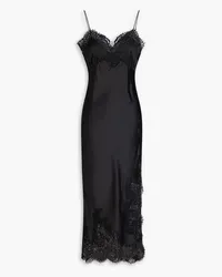 Alice + Olivia Alice Olivia - Kerr lace-paneled satin midi dress - Black Black