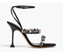 Betina crystal-embellished suede sandals - Black