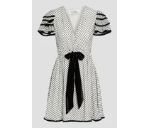 Ruffled silk-blend devoré-velvet dress - Black