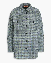 Stine Goya Phoenix frayed houndstooth tweed shirt - Blue Blue