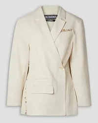 Jacquemus Tibau embellished fringed linen-blend blazer - White White