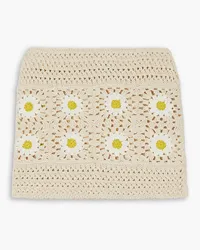 Alanui Daisy crocheted cotton mini skirt - Neutral Neutral