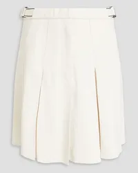 Brunello Cucinelli Bead-embellished pleated twill mini skirt - White White