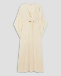 Savannah Morrow Alessia belted silk and bamboo-blend crepon maxi dress - White White