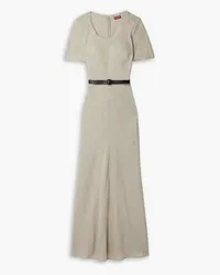 STAUD Alejandra belted frayed linen maxi dress - Neutral Neutral