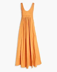 THREE GRACES Laurette cutout gathered cotton maxi dress - Yellow Yellow