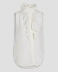 Frame Denim Ruffled silk crepe de chine top - White White