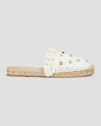 RED Valentino Crystal-embellished faux raffia espadrilles - White White