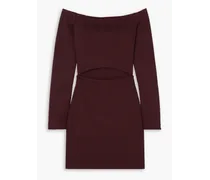 Off-the-shoulder cutout wool mini dress - Burgundy