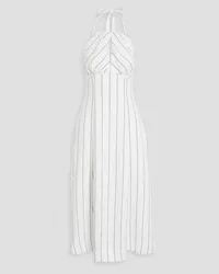 NICHOLAS Isadora cutout striped linen-blend halterneck midi dress - White White