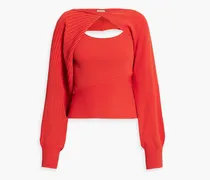 Allison layered ribbed-knit top - Red