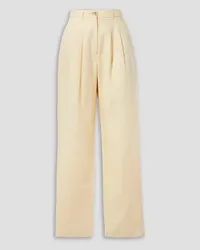 Anine Bing Jay pleated linen straight-leg pants - White White