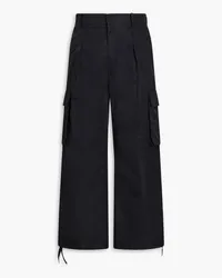 LE 17 SEPTEMBRE Wide-leg pleated twill cargo pants - Black Black