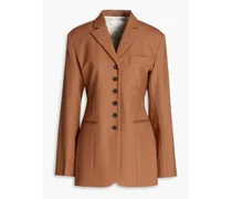 Wool-blend twill blazer - Brown