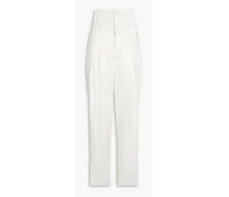 Pleated silk-satin pants - White