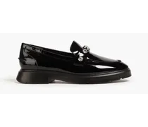 Crystal-embellished patent-leather loafers - Black