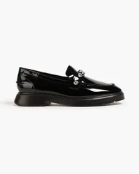 Stuart Weitzman Crystal-embellished patent-leather loafers - Black Black