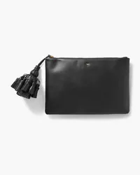 Anya Hindmarch Georgiana tasseled leather clutch - Black Black