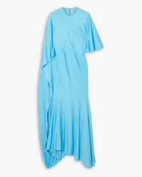 Stella McCartney Cape-effect asymmetric jersey maxi dress - Blue Blue