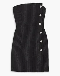 Alessandra Rich Strapless embellished pinstriped wool-blend mini dress - Black Black