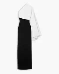 Solace London Elisa one-shoulder two-tone crepe gown - Black Black