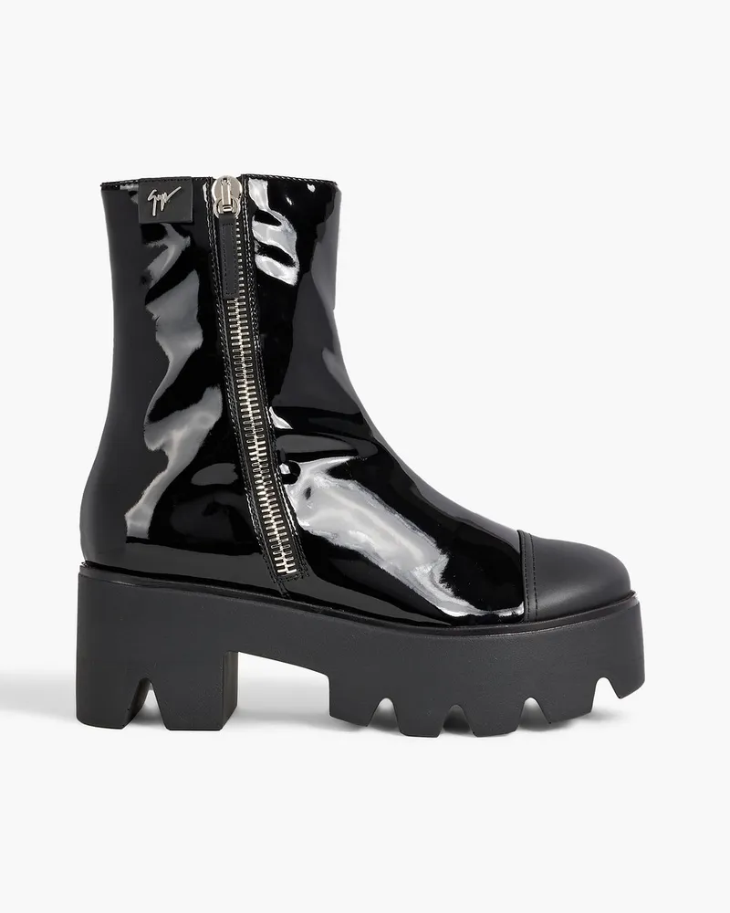 Giuseppe Zanotti Juliett patent-leather platform ankle boots - Black Black