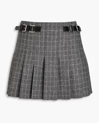 Maje Pleated checked twill mini skirt - Gray Gray