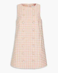 Lisa Marie Fernandez Gingham cotton-blend bouclé mini dress - Orange Orange