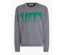 Intarsia-knit merino wool sweater - Gray