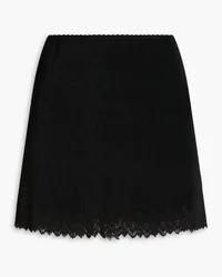 Alexander Wang Lace-trimmed plissé-satin mini skirt - Black Black