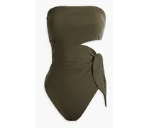 Sculpt Scarf Tie cutout bandeau swimsuit - Green