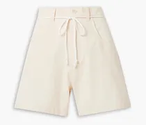 Calvin belted cotton-crepe shorts - White