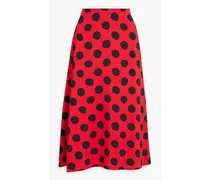 Polka-dot crepe midi skirt - Red