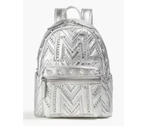 Quilted metallic studded leather backpack - Metallic
