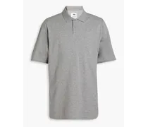Mélange cotton-piqué polo shirt - Gray