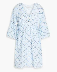 Heidi Klein Printed cotton-gauze mini dress - Blue Blue