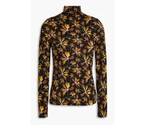 Aurelia floral-print stretch-jersey turtleneck top - Yellow