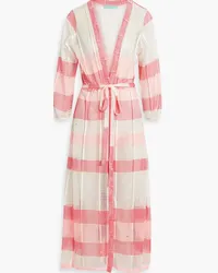 Melissa Odabash Drew striped open-knit coverup - Pink Pink